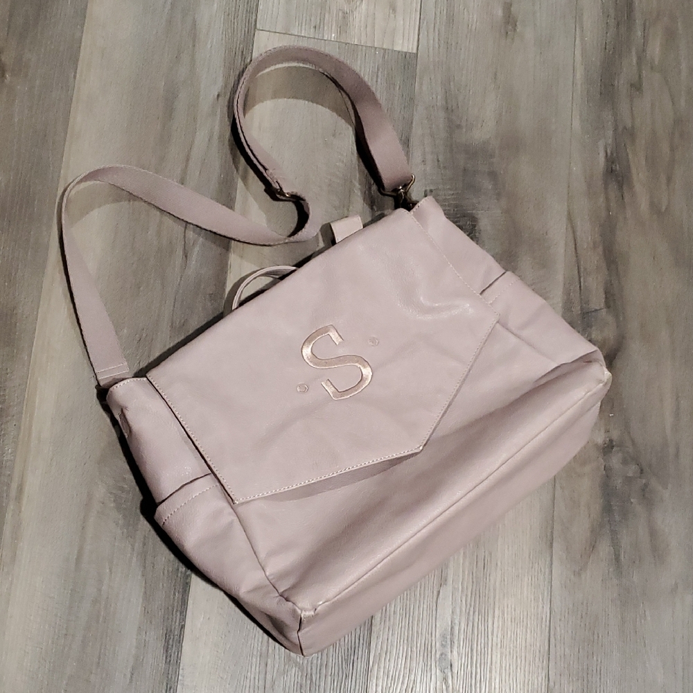 "S" Monogram blush "Stone Distressed Pebble"  Convertable Shoulder Bag/backpack